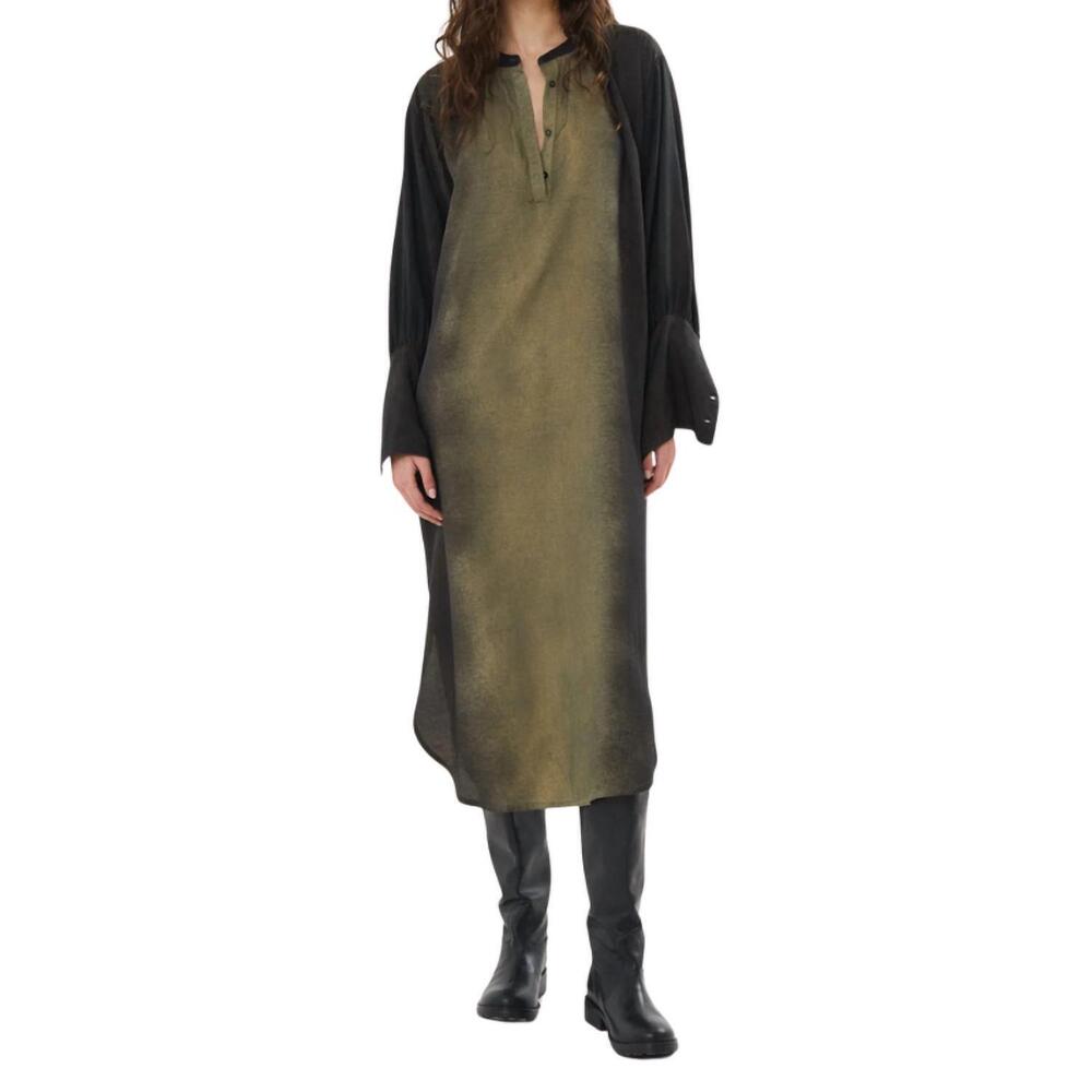 NEW RABENS SALONER saloner graffiti shirt dress in amila olive char